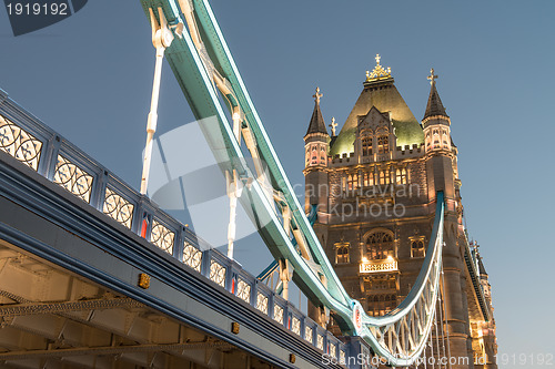 Image of Wonderful colors and lights of Tower Bridge at Dusk - London