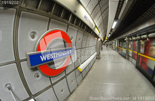 Image of LONDON - SEP 28: Underground Westminster tube station in London 