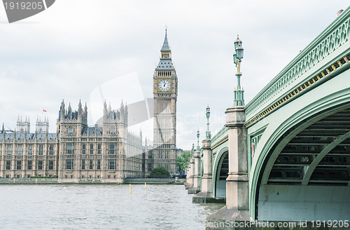 Image of The Big Ben, the House of Parliament and the Westminster Bridge 