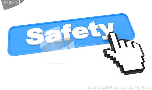 Image of Safety Button with Cursor on White.