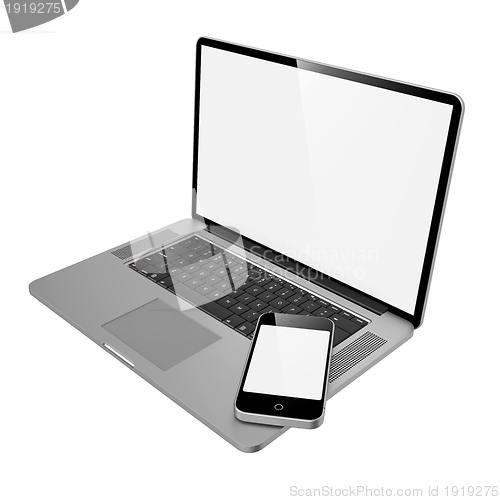 Image of Laptop Computer and Mobile Phone.