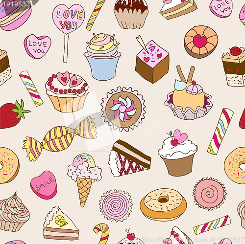 Image of Seamless pattern with sweets.