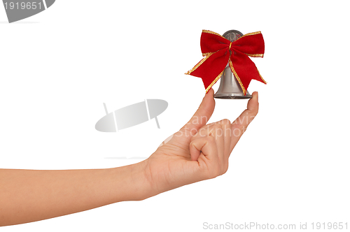 Image of hand bell with red bow