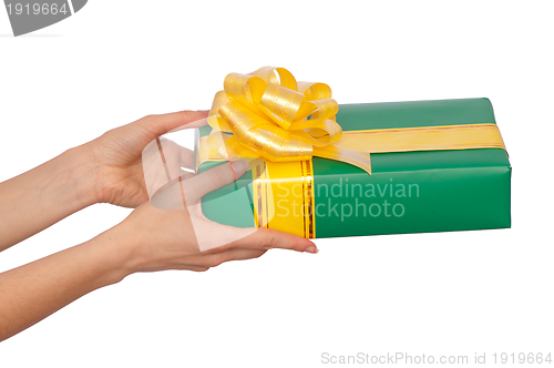 Image of green box with yellow bow