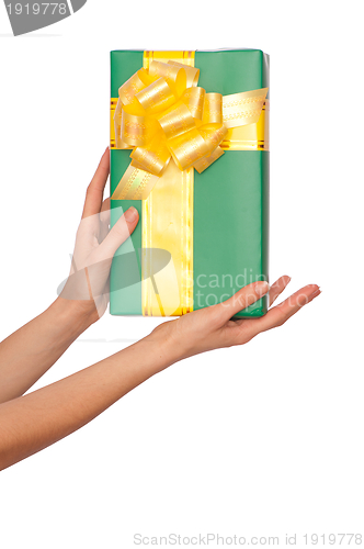 Image of green box with yellow bow