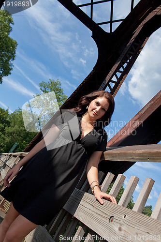 Image of Brunette in a Black Dress
