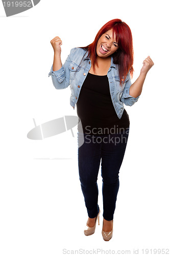 Image of Cheering Red Headed Woman