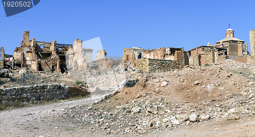 Image of Belchite village destroyed in a bombing during the Spanish Civil War 