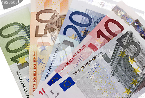 Image of Close-up of Euro banknotes