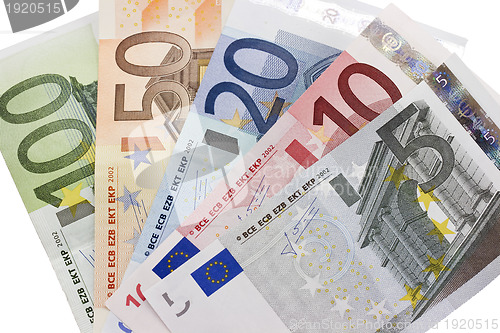 Image of Close-up of Euro banknotes