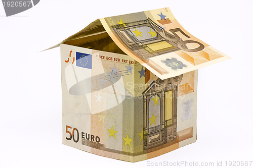 Image of house made of euro money