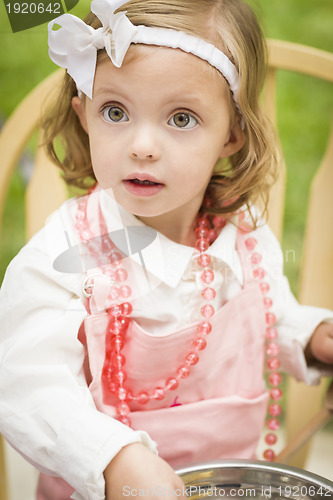 Image of Adorable Little Girl Playing Chef Cooking