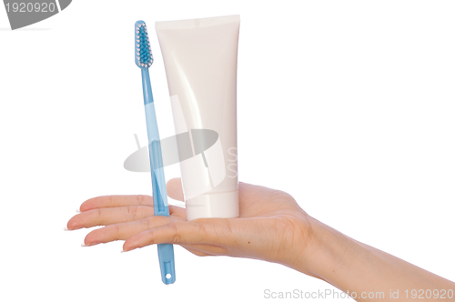 Image of Toothpaste and toothbrush