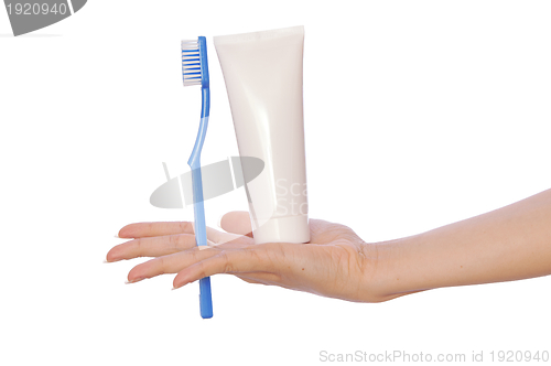 Image of Toothpaste and toothbrush