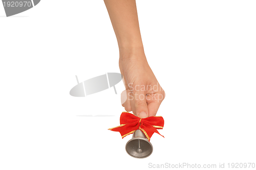 Image of hand bell with red bow