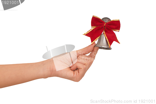 Image of hand bell with red bow