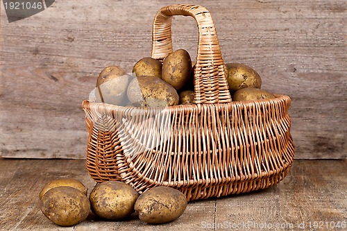 Image of basket with fresh potatoes