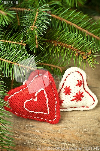 Image of fir tree with handmade decorations