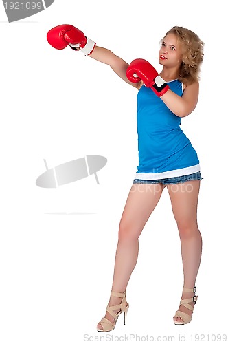 Image of Pretty girl with boxing gloves
