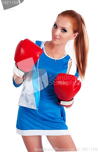 Image of Pretty girl with boxing gloves