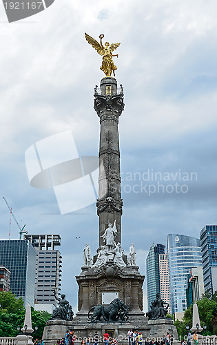 Image of Independence monument , which is a centrepiece to a roundabout n