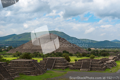 Image of Pyramid of the Sun as viewed from pyramid of the Moon, Mexico