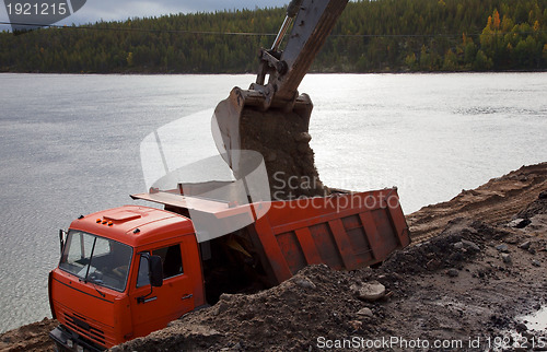Image of Construction of the road by the lake