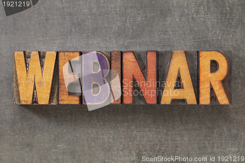 Image of webinar in wood type