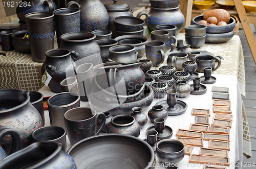 Image of handmade clay pottery craft dish pot cup jug 
