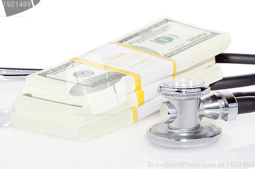 Image of stethoscope and dollars