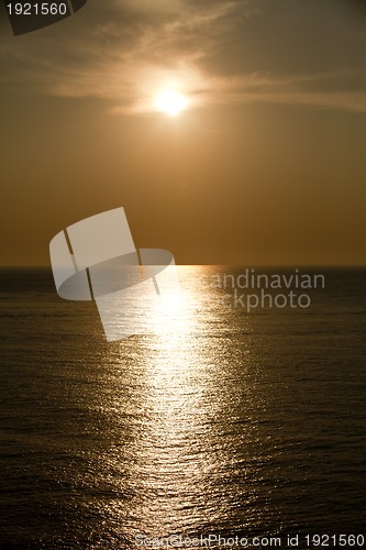 Image of beautiful seascape sunset sunrise in summer