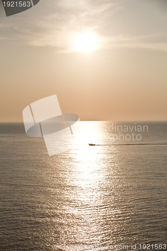 Image of beautiful seascape sunset sunrise in summer