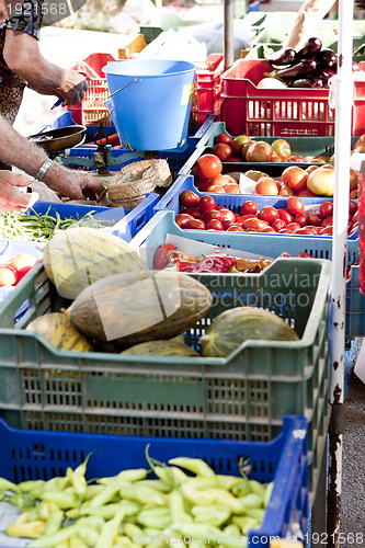 Image of fresh vegetables on market in summer outdoor