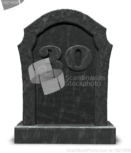 Image of number thirty on gravestone
