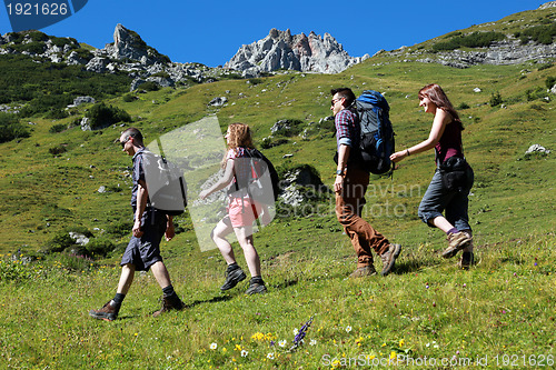 Image of Group of young hikers