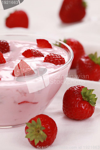 Image of Yogurt with delicious strawberries