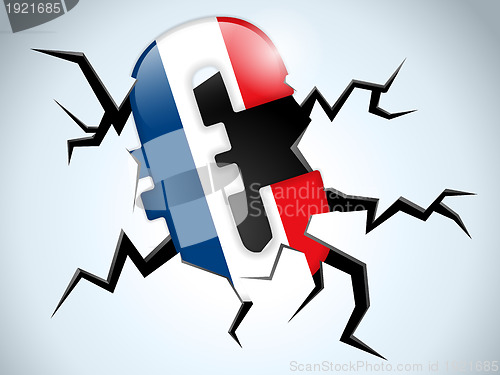 Image of Euro Money Crisis France Flag Crack on the Floor