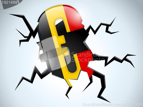 Image of Euro Money Crisis Belgium Flag Crack on the Floor