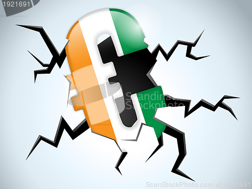Image of Euro Money Crisis Ireland Flag Crack on the Floor