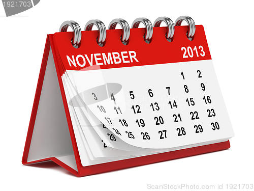 Image of Desktop Calendar Against White.