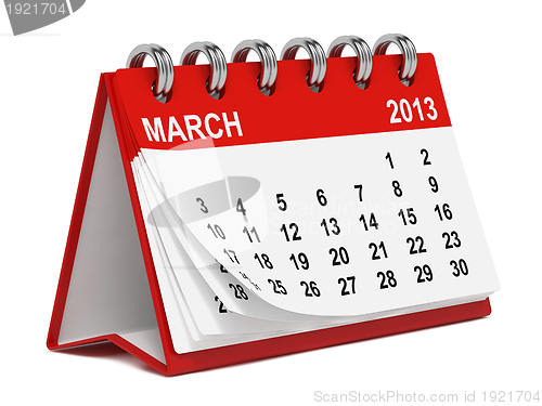 Image of Desktop Calendar Against White.
