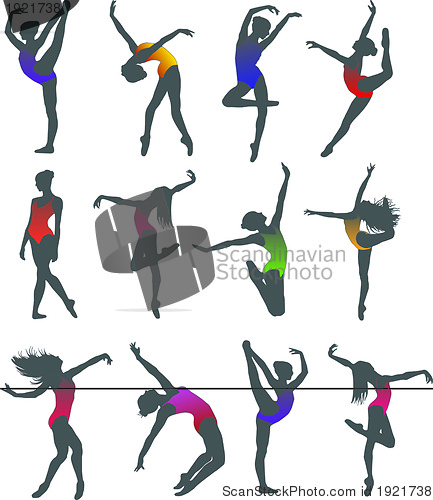 Image of Set Dance girl ballet silhouettes