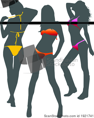 Image of Bikini girls silhouette - vector