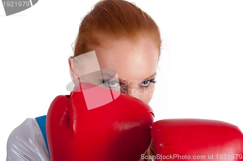 Image of Pretty girl with boxing gloves