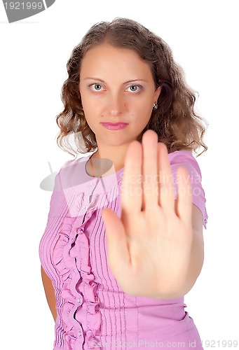 Image of Girl with stop gesture