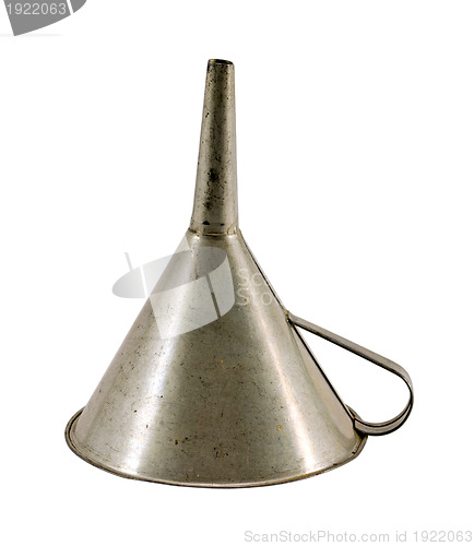 Image of retro metal funnel hopper tool isolated on white 