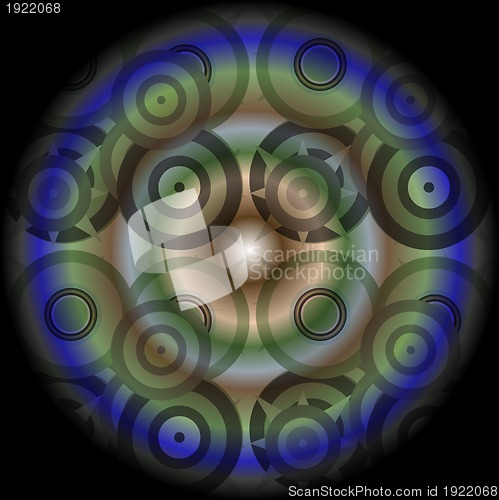 Image of Pattern mandala green, ornamental round floral pattern