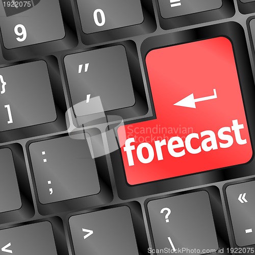 Image of forecast key or keyboard showing forecast or investment concept