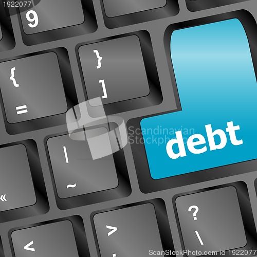 Image of debt key in place of enter key - business concept