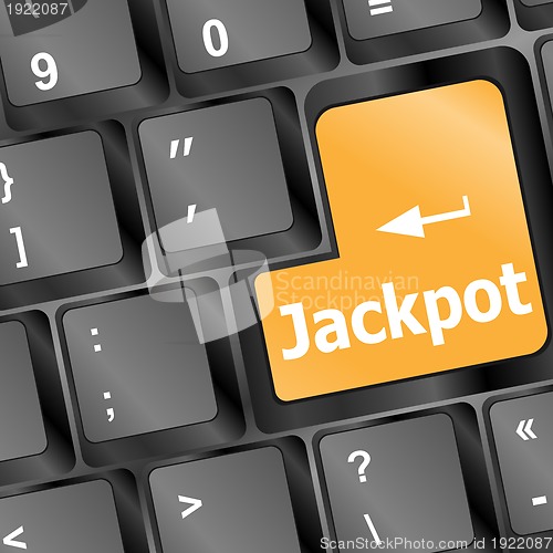 Image of key on a computer keyboard with the words jackpot